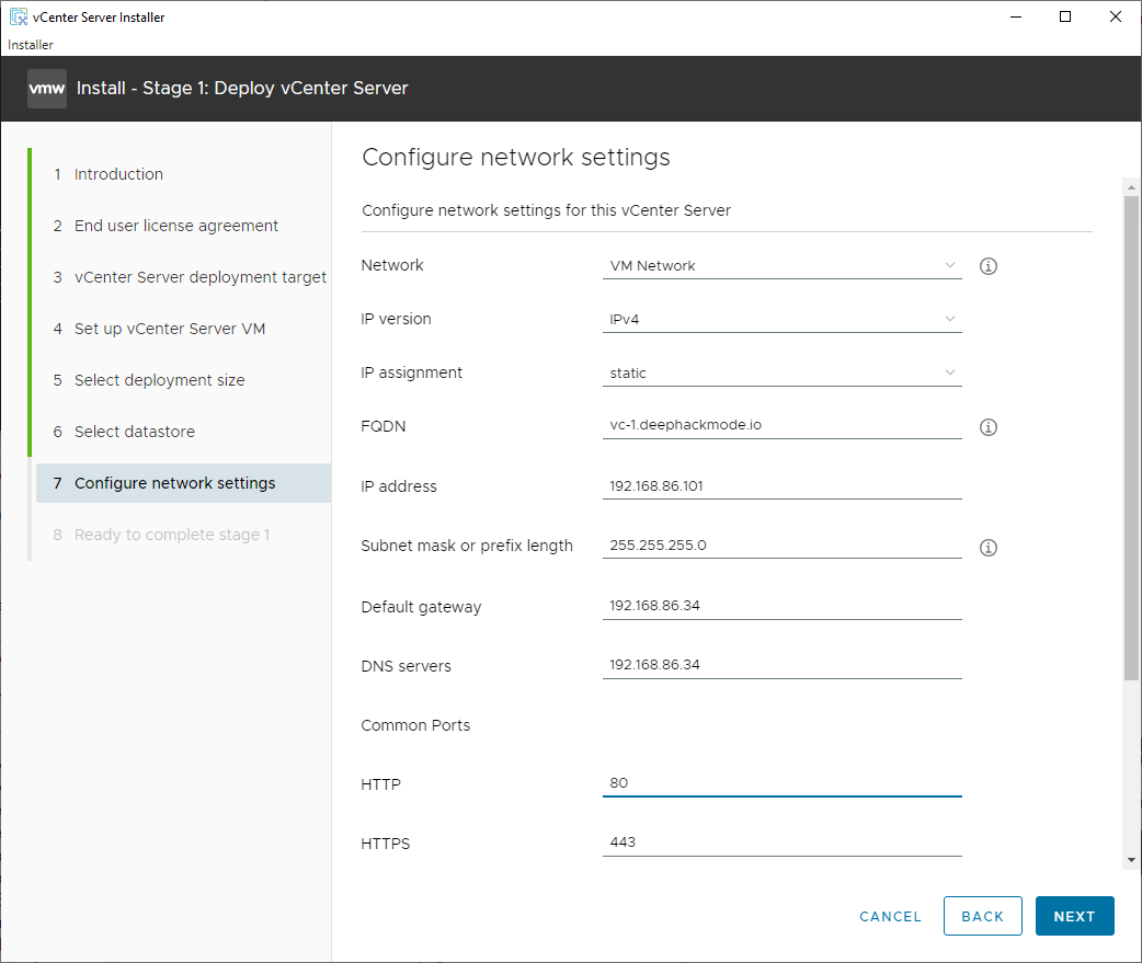 Network configuration