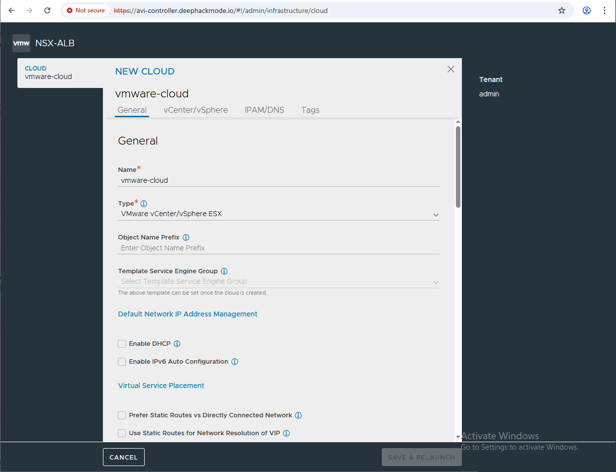 Configure the VMware Cloud 1 Configure the VMware Cloud 1