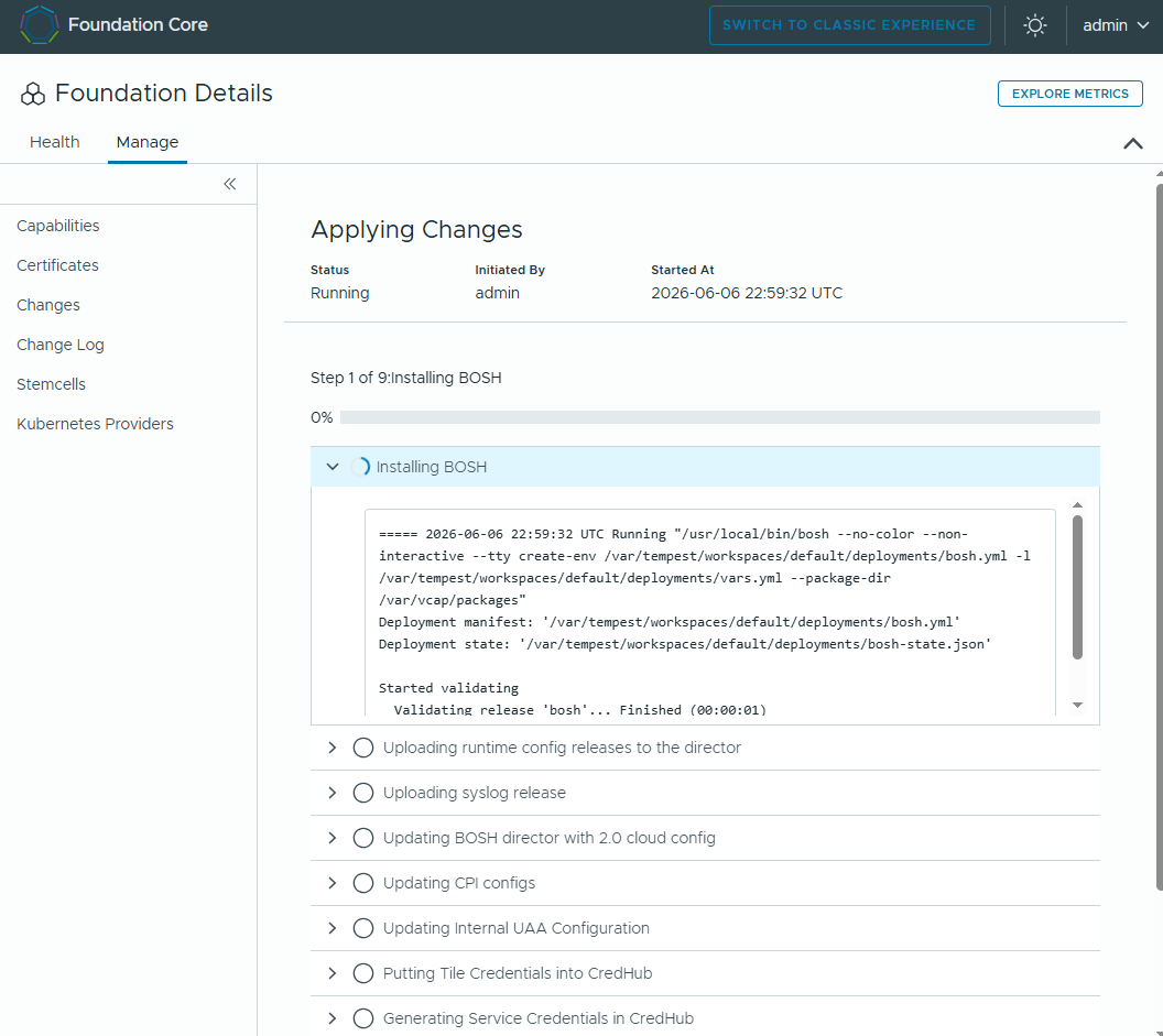Apply Changes running