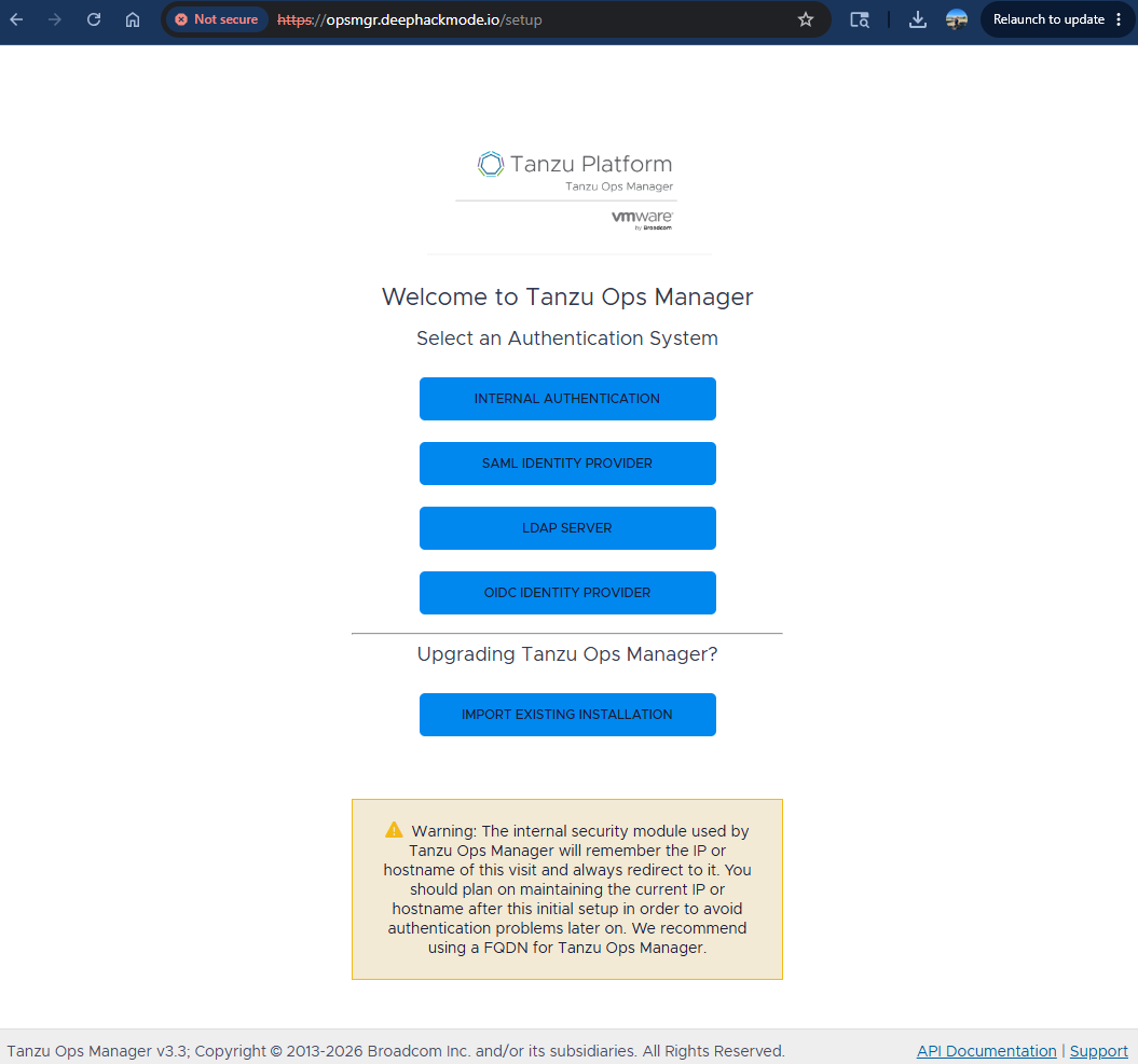 Ops Manager Welcome page