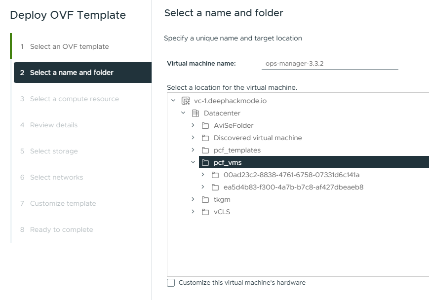 Select a name and folder