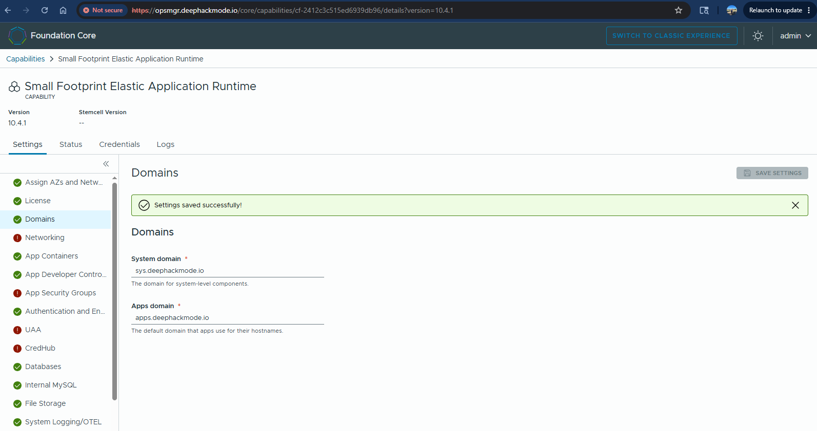 Domains verification successful