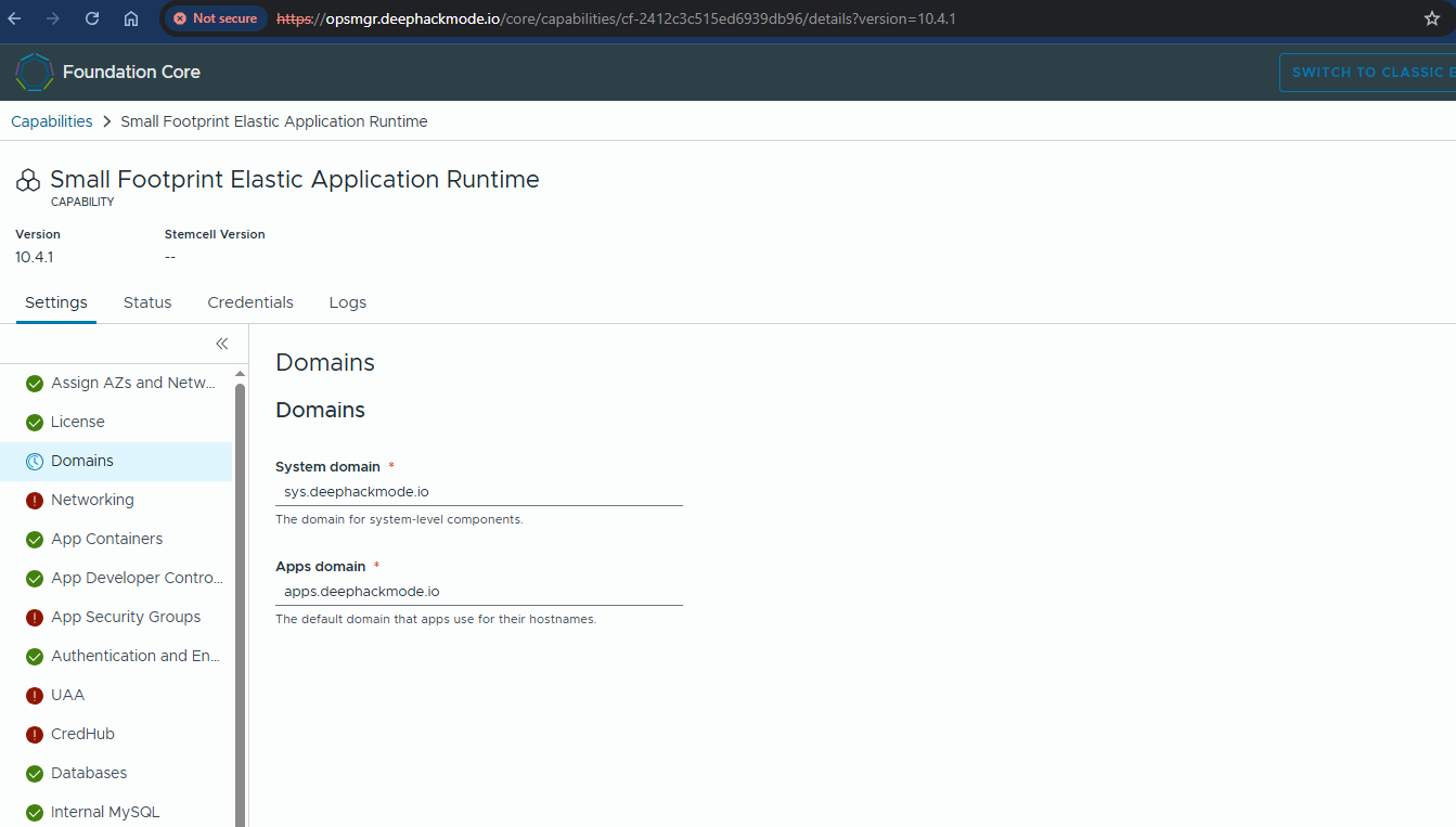 Domains tab
