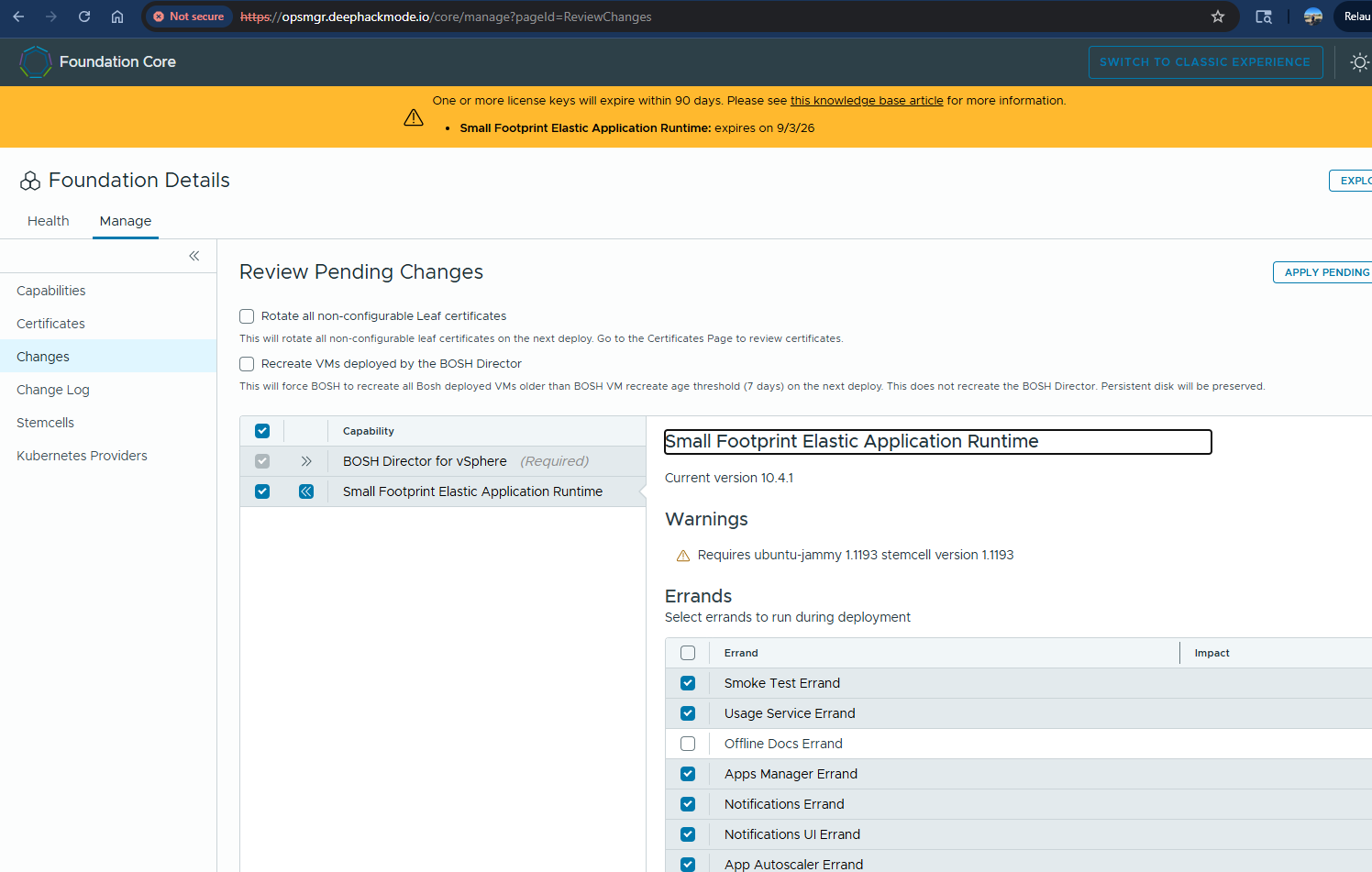 Apply Pending Changes