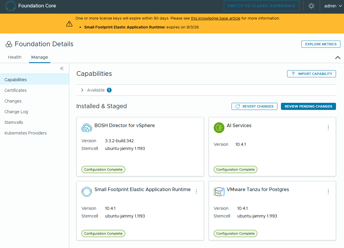 AI Services tile configured