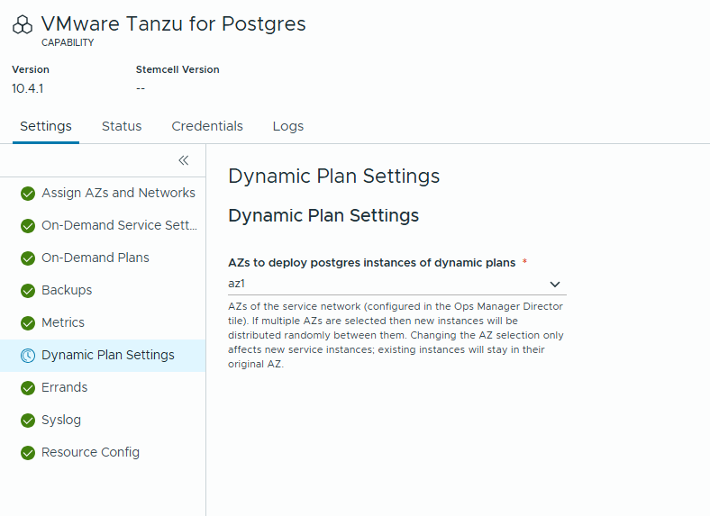 Dynamic Plan Settings